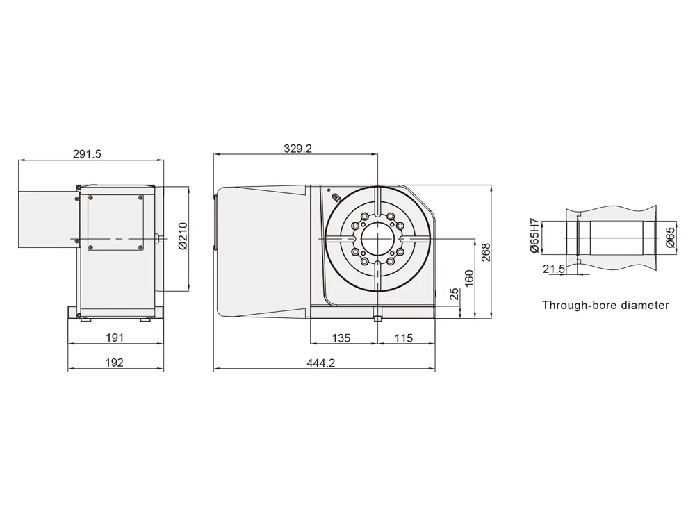 Поворотный стол DETRON с ЧПУ Ø210 мм GVA-210SL/HL