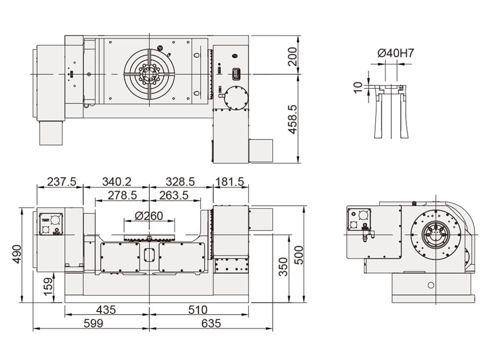Наклонно-поворотный стол с ЧПУ Detron RCTFE-260HL