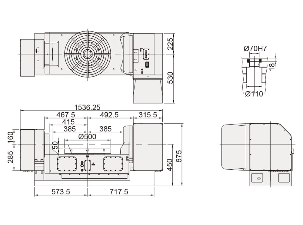 Наклонно-поворотный стол RCTFE-500HL Ø500 мм